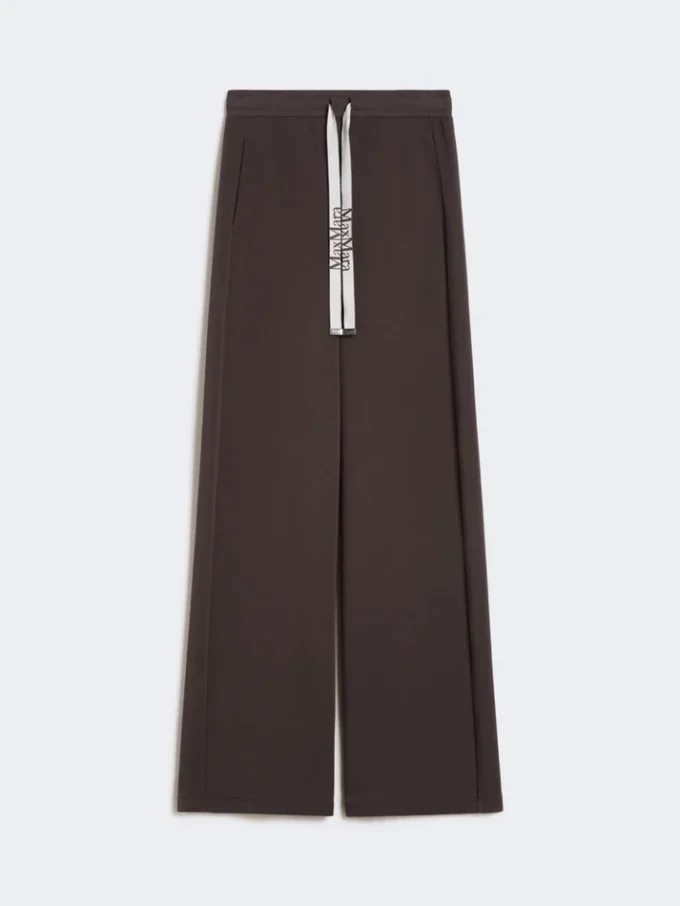 Wide-fit jersey trousers, chocolate
