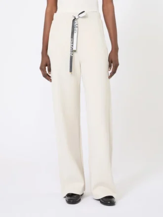 Wide-fit jersey trousers, ecru