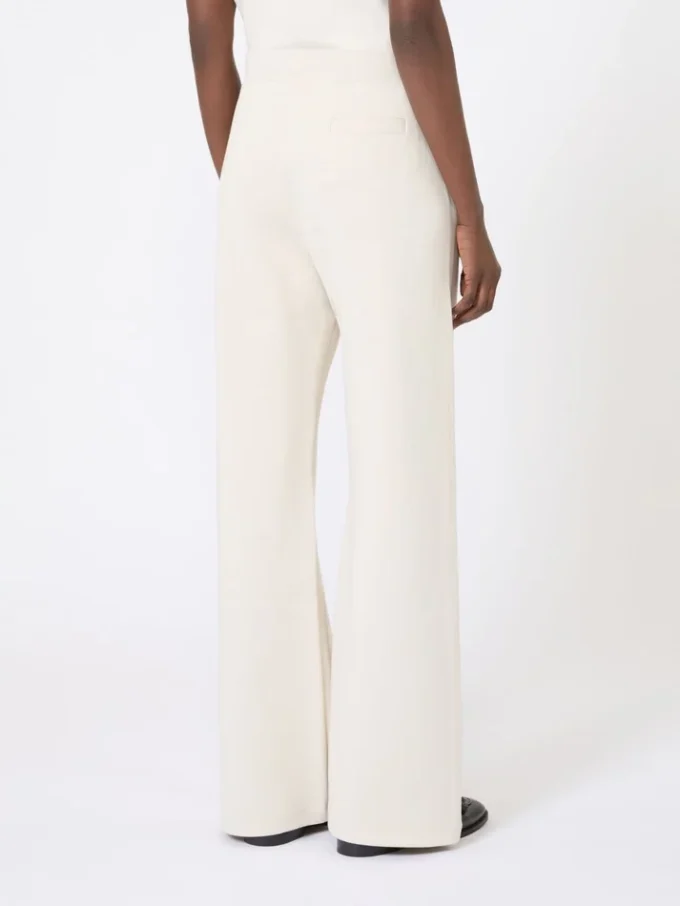 Wide-fit jersey trousers, ecru