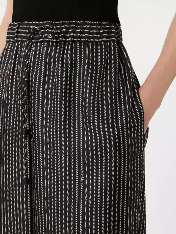 Wide-fit printed silk trousers, black white