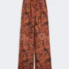 Wide-fit printed silk trousers, terra cotta