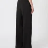 Wide-fit stretch wool trousers, black