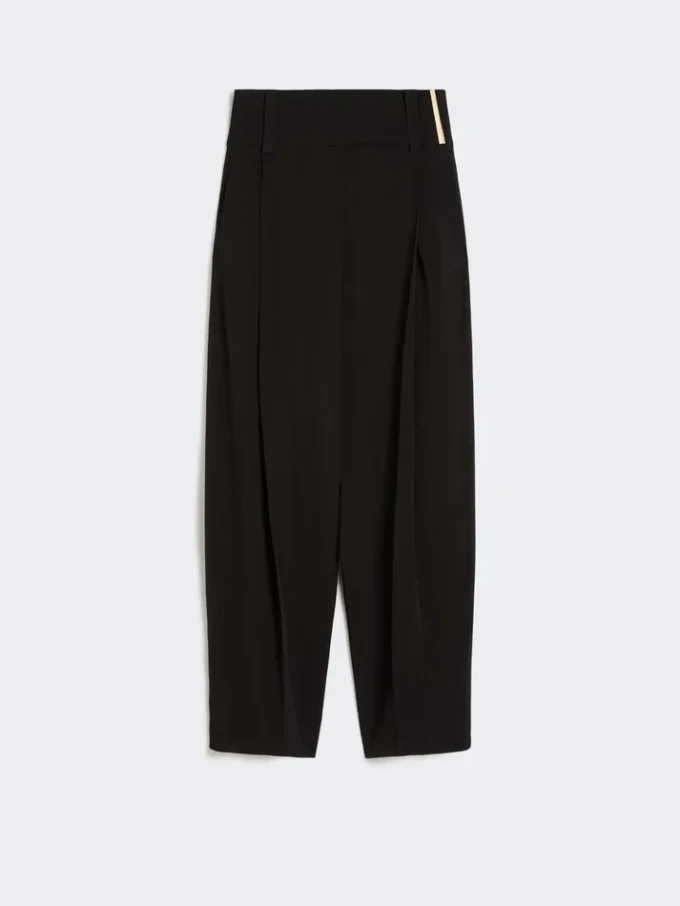 Wide-fit viscose satin trousers, black