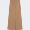 Wide-fit washed silk trousers, hazelnut brown