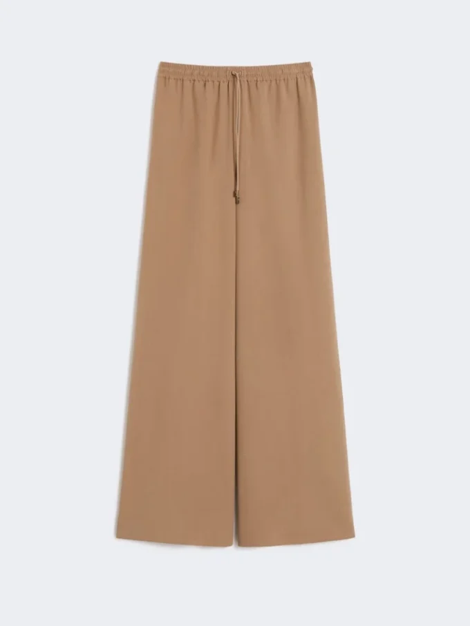 Wide-fit washed silk trousers, hazelnut brown