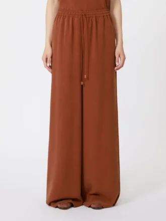 Wide-fit washed silk trousers, terra cotta