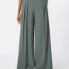 Wide-fit wool and silk trousers, dark green Wide-fit wool and silk trousers, dark green