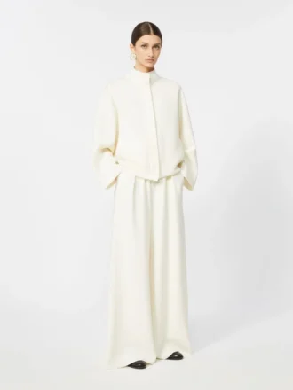 Wide-fit wool trousers, silk