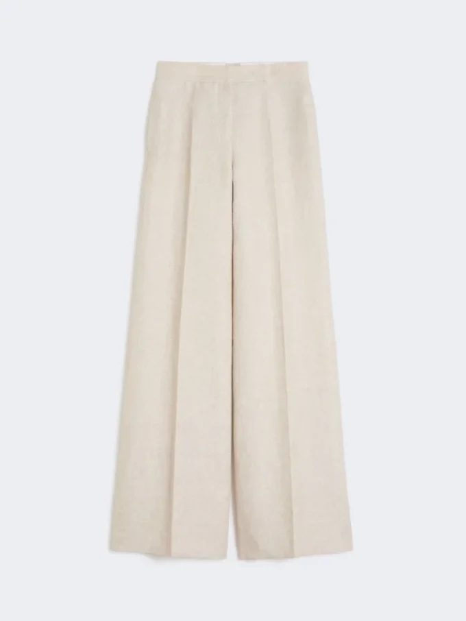 Wide-leg trousers in linen drill, sand Wide-leg trousers in linen drill, sand
