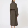 Wide water-repellent twill trench coat, green