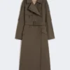 Wide water-repellent twill trench coat, green