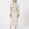 Wide water-repellent twill trench coat, natural
