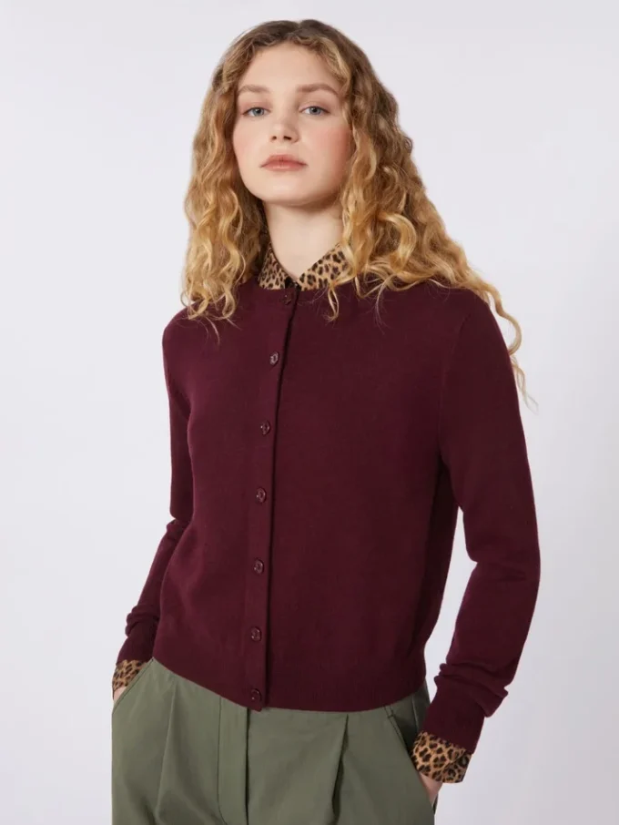 Wool and cashmere cardigan, bordeaux