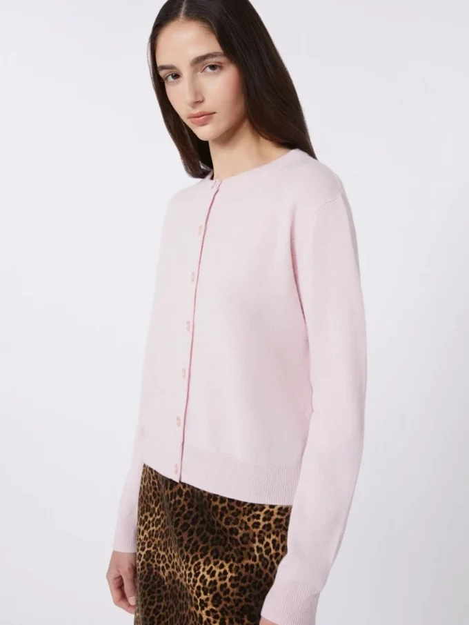 Wool and cashmere cardigan, pink