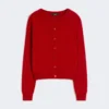 Wool and cashmere cardigan, red
