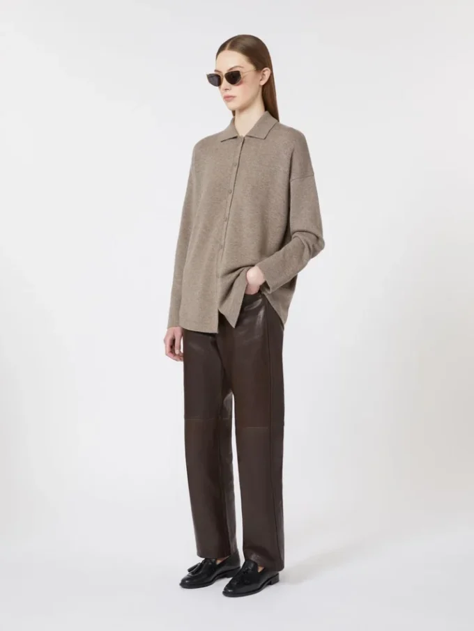 Wool and cashmere cardigan, turtledove