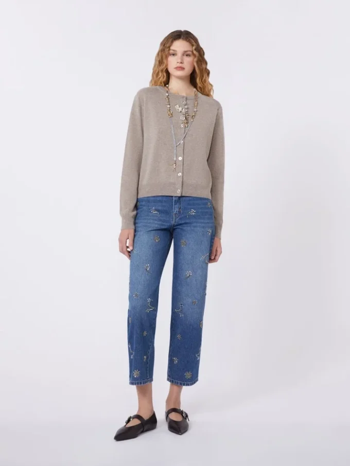 Wool and cashmere cardigan, turtledove