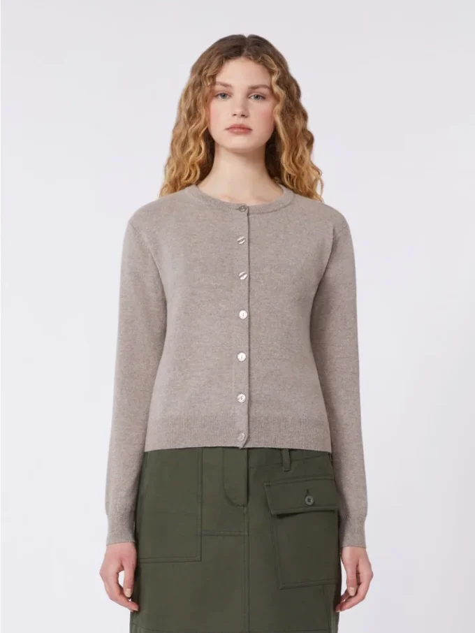 Wool and cashmere cardigan, turtledove