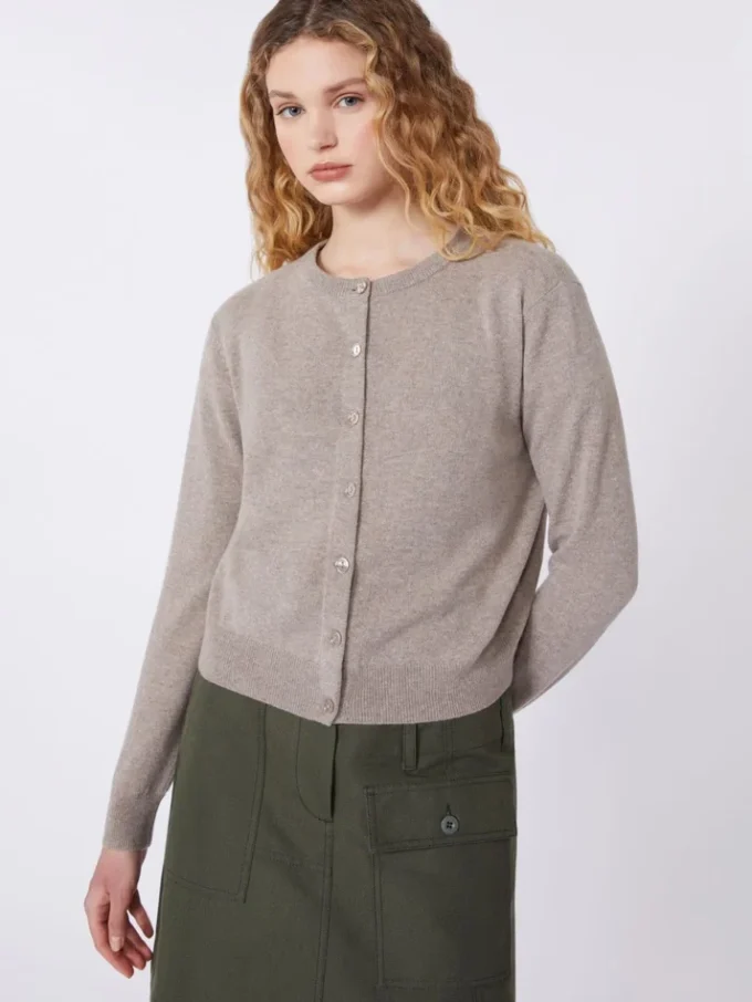 Wool and cashmere cardigan, turtledove