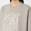 Wool and cashmere crew-neck sweater, beige