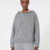Wool and cashmere hooded cardigan, medium grey