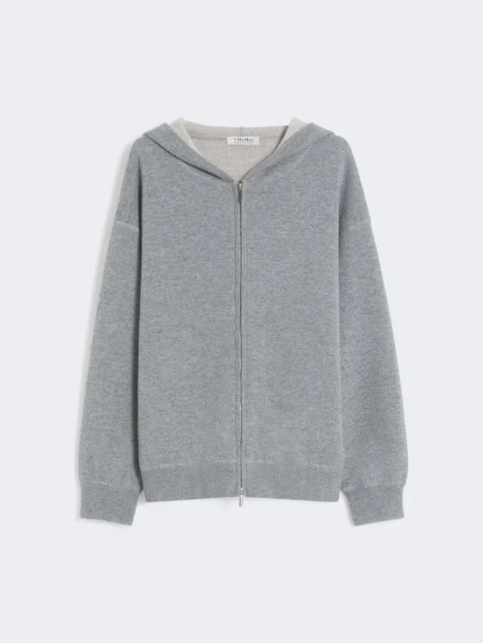 Wool and cashmere hooded cardigan, medium grey