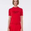 Wool and cashmere-knit t-shirt, red