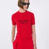Wool and cashmere-knit t-shirt, red
