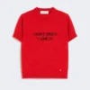 Wool and cashmere-knit t-shirt, red