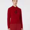 Wool and cashmere slim sweater, dark red
