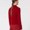 Wool and cashmere slim sweater, dark red