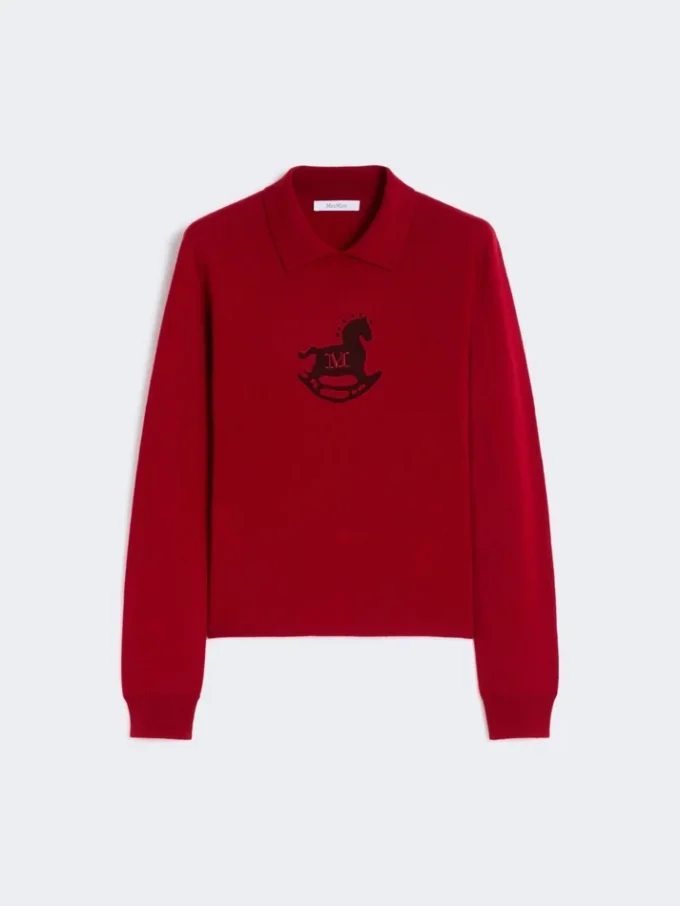 Wool and cashmere slim sweater, dark red
