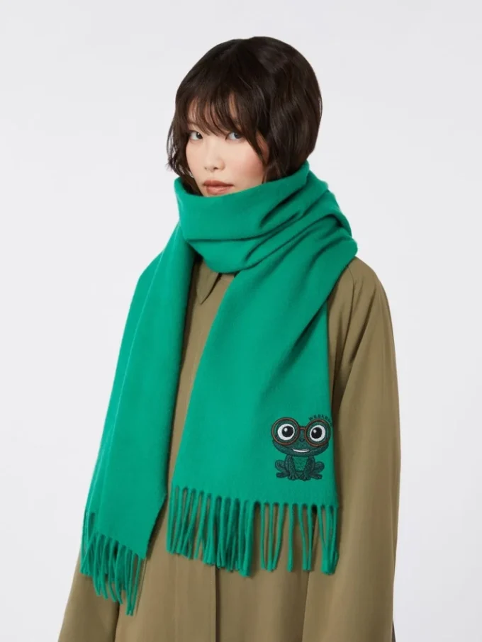 Wool and cashmere stole, emerald