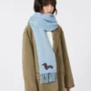 Wool and cashmere stole, light blue