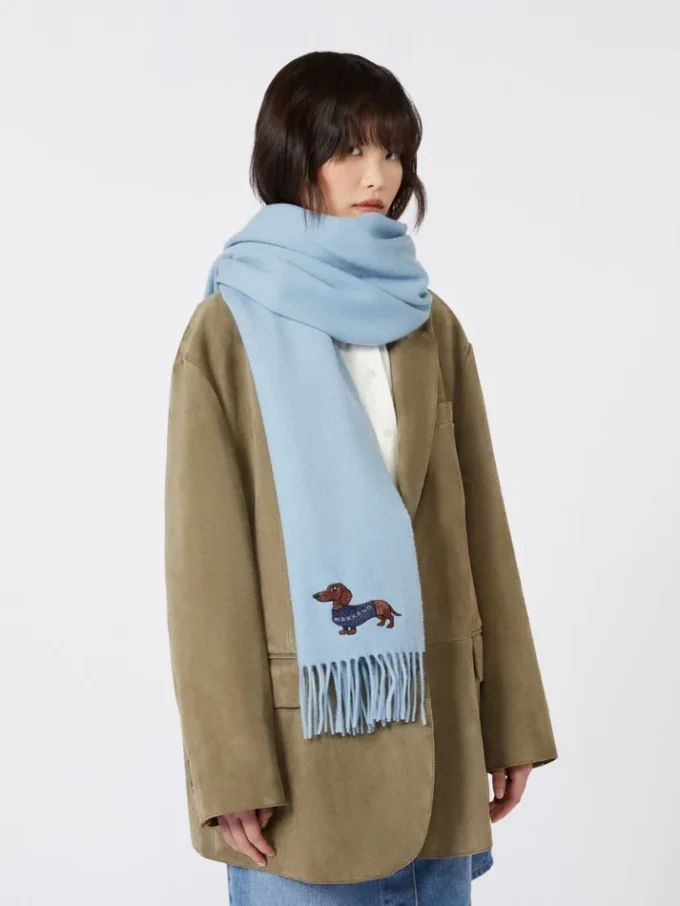 Wool and cashmere stole, light blue