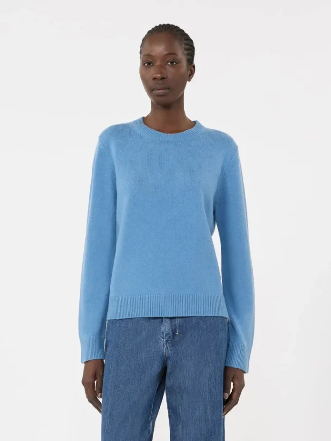 Wool and cashmere sweater with patch detail, avio