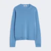 Wool and cashmere sweater with patch detail, avio