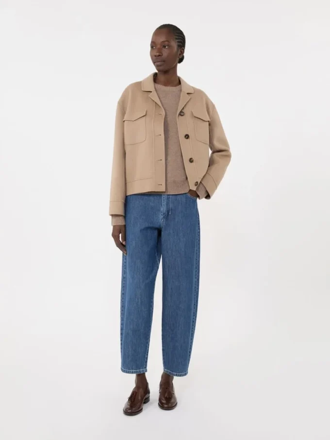 Wool and cashmere sweater with patch detail, camel