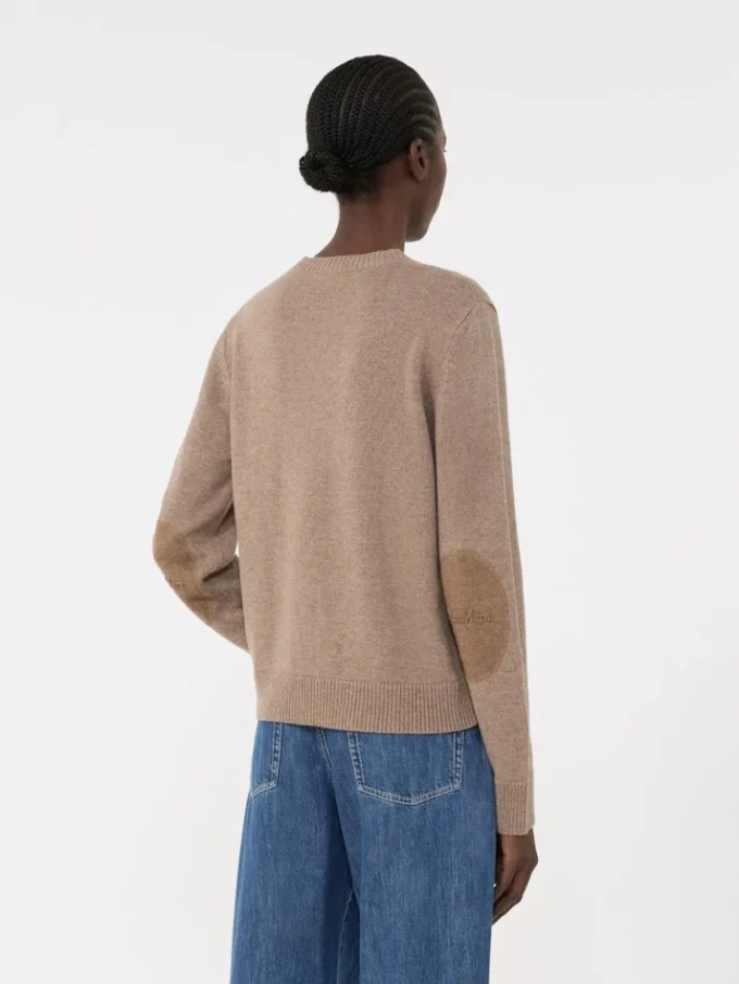 Wool and cashmere sweater with patch detail, camel