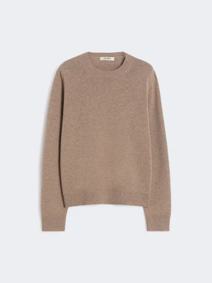 Wool and cashmere sweater with patch detail, camel