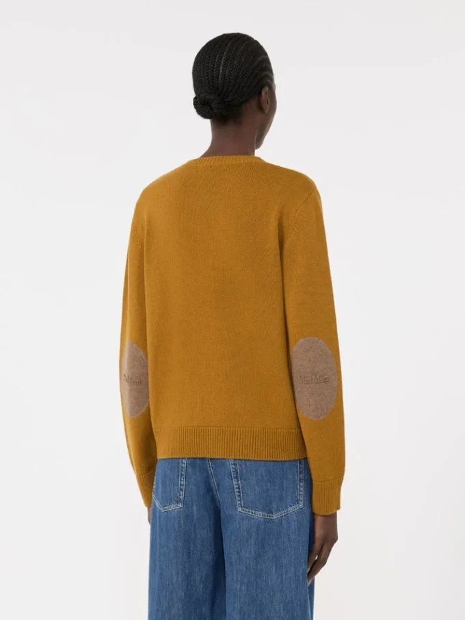 Wool and cashmere sweater with patch detail, mustard