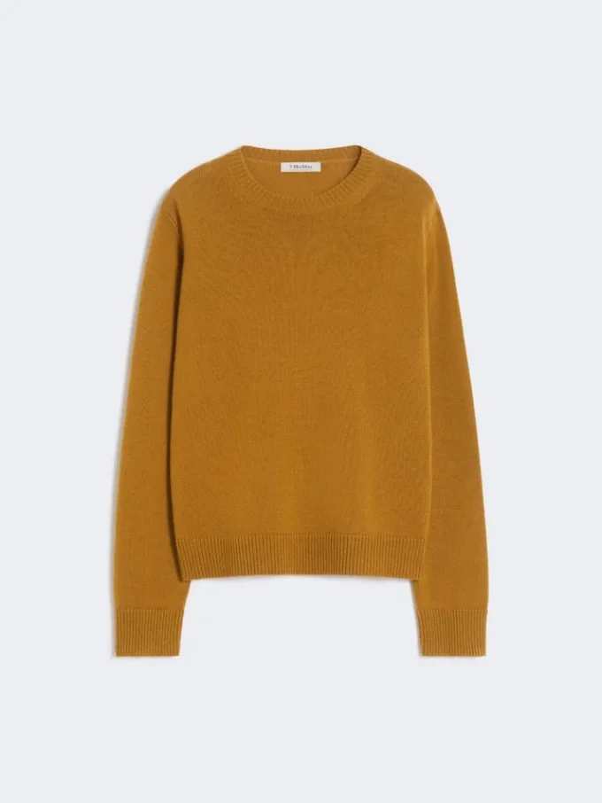 Wool and cashmere sweater with patch detail, mustard