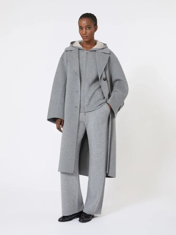 Wool and cashmere hooded cardigan, medium grey