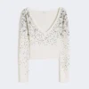 Wool and cashmere v-neck sweater, ivory