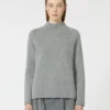 Wool and cashmere yarn polo-neck sweater, medium grey