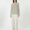 Wool and cashmere yarn sweater, beige
