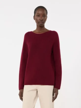 Wool and cashmere yarn sweater, raspberry