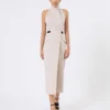 Wool and cotton canvas dress, beige