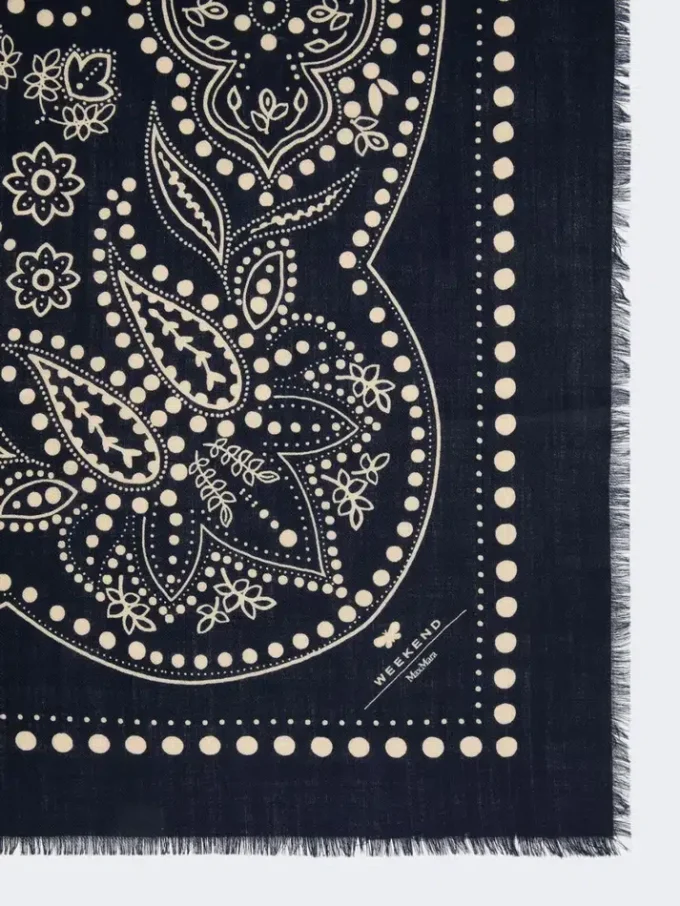 Wool and silk stole, midnightblue