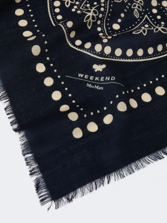 Wool and silk stole, midnightblue